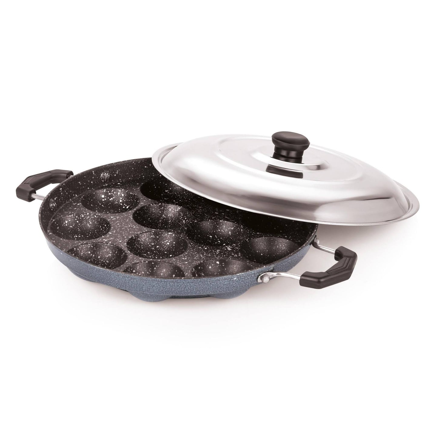 Appam Patra with Steel Lid – 12 Cavity