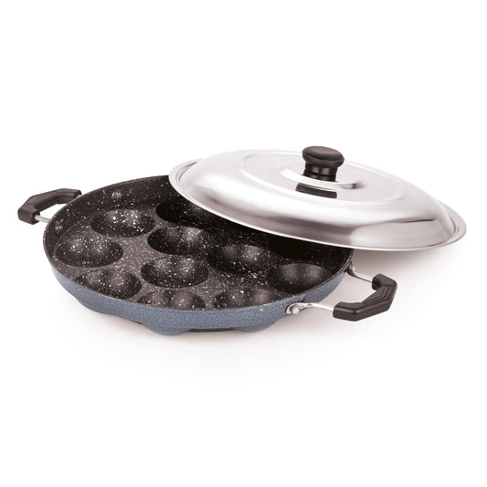 Appam Patra with Steel Lid – 12 Cavity