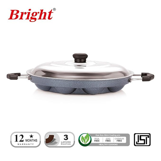 Appam Patra with Steel Lid – 12 Cavity