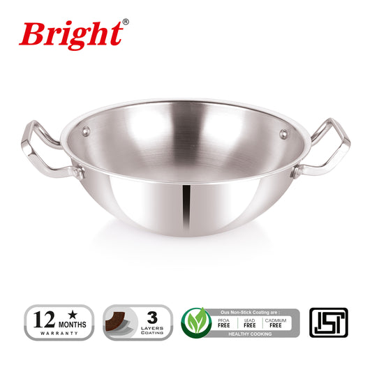 Tri-Ply Deep Kadai - Steel Lid