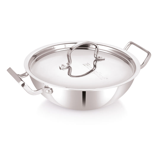 Tri-Ply Deep Kadai - Steel Lid