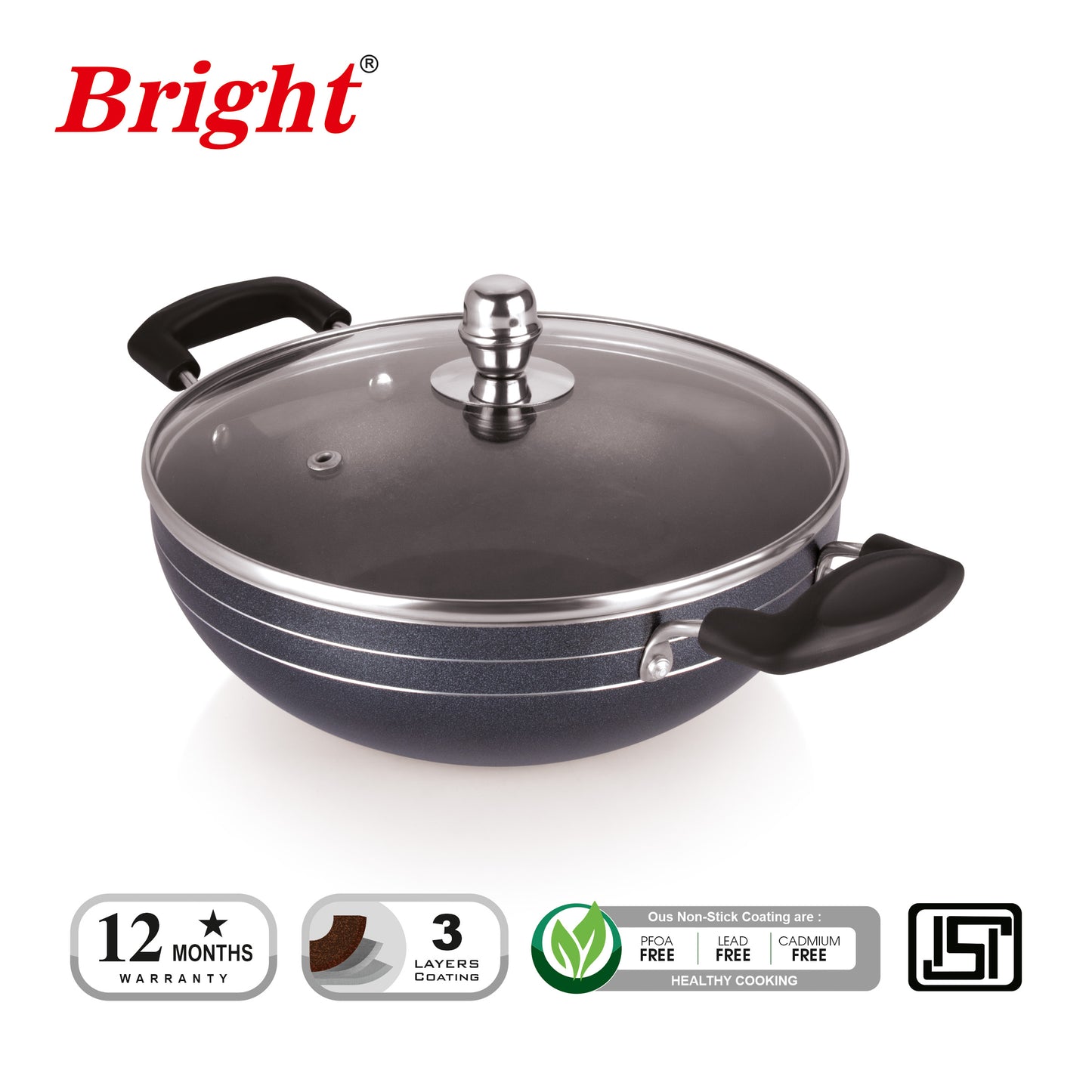 Deep Kadai with Glass Lid - Induction- 3mm