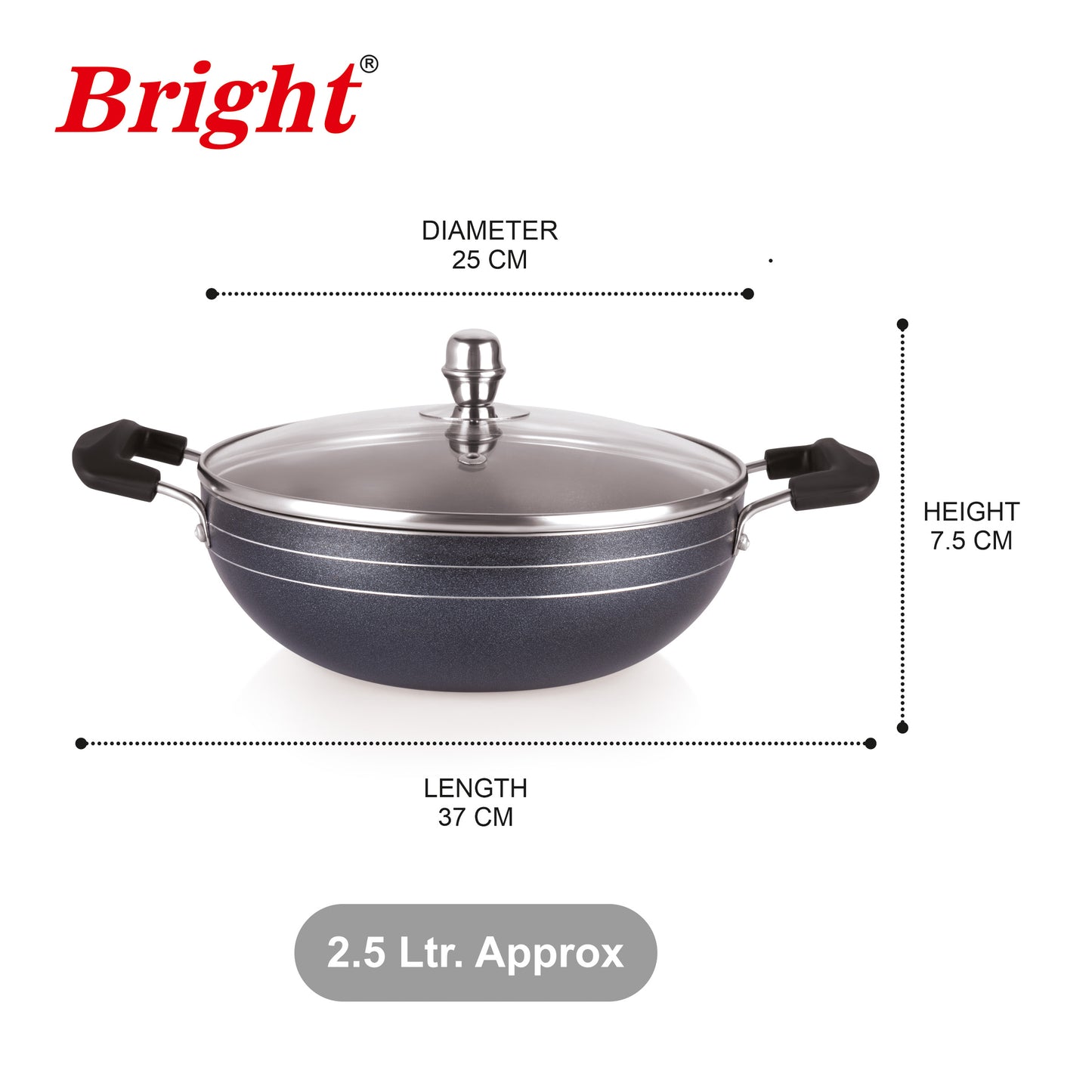 Deep Kadai with Glass Lid - Induction- 3mm