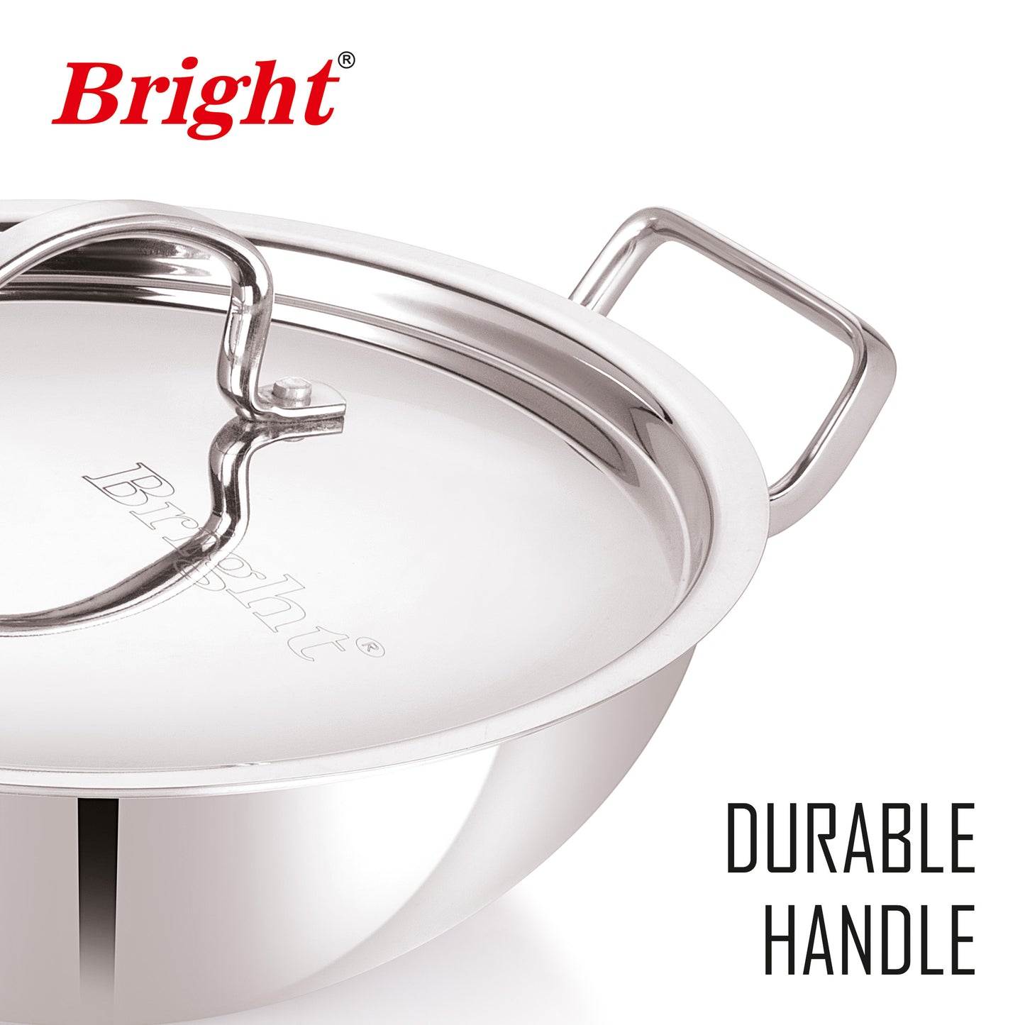 Tri-Ply Deep Kadai - Steel Lid