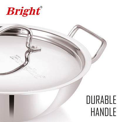 Tri-Ply Deep Kadai - Steel Lid